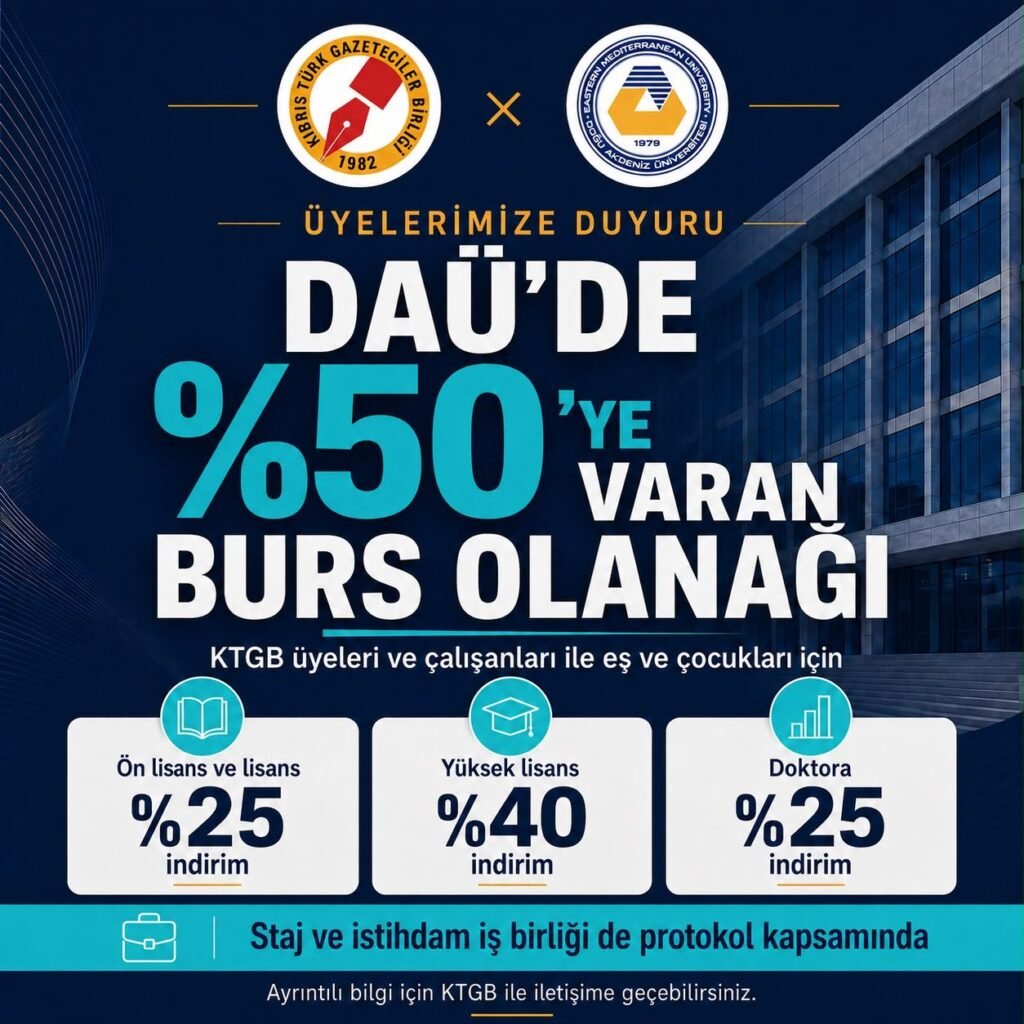 KTGB ile DAÜ arasında işbirliği protokolü…Birlik üyeleri ve ailelerine burs olanağı KTGB ile DAÜ arasında işbirliği protokolü...Birlik üyeleri ve ailelerine burs olanağı
