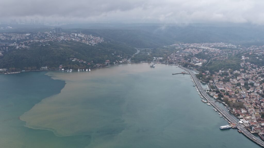 Sarıyer ve Beykoz’da yağışın ardından denizin rengi kahverengiye döndü