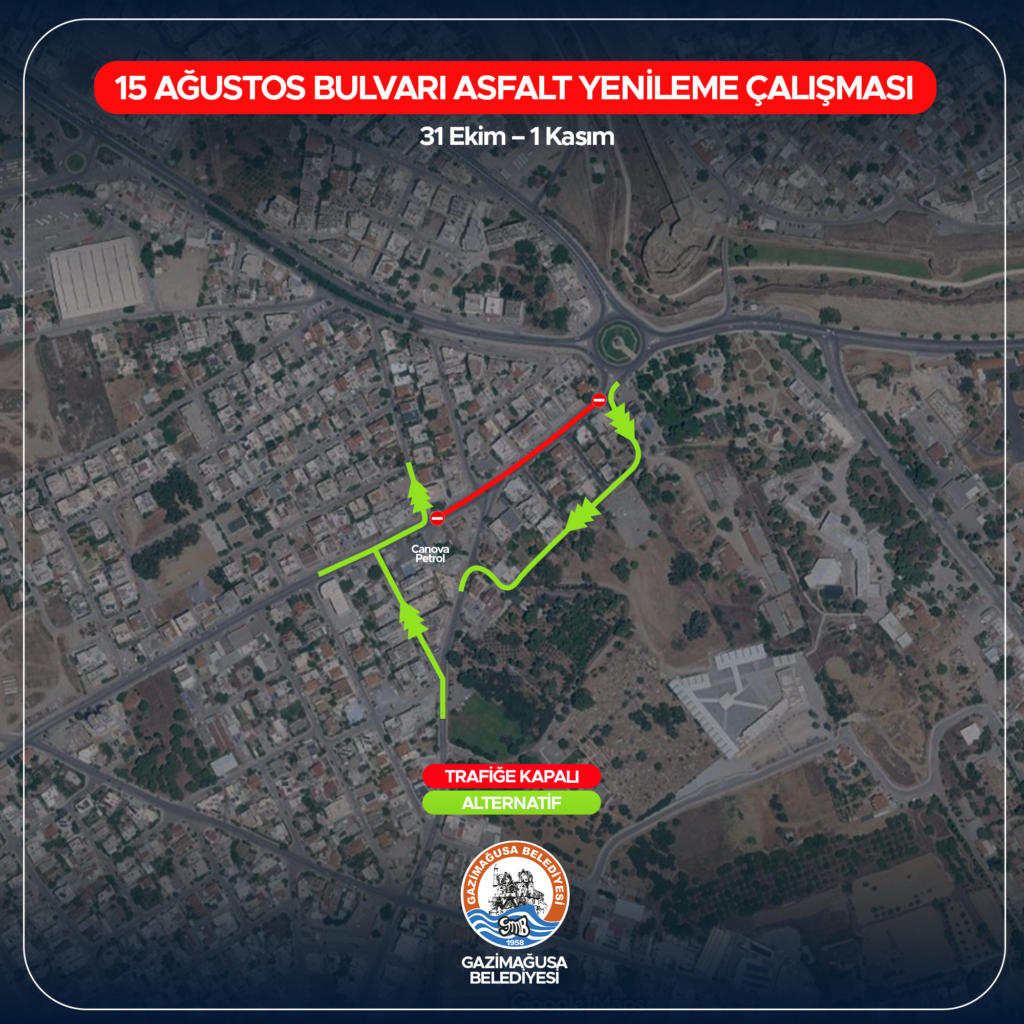 Gazimağusa’da hafta sonu bazı yollar trafiğe kapalı olacak Gazimağusa’da hafta sonu bazı yollar trafiğe kapalı olacak