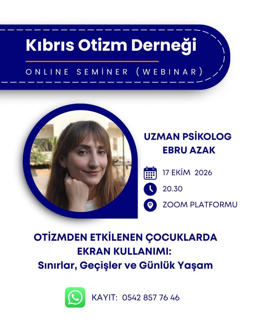 “Otizmden Etkilenen Çocuklarda Ekran Kullanımı: Sınırlar, Geçişler ve Günlük Yaşam”, webinarı düzenliyor “Otizmden Etkilenen Çocuklarda Ekran Kullanımı: Sınırlar, Geçişler ve Günlük Yaşam”, webinarı düzenliyor